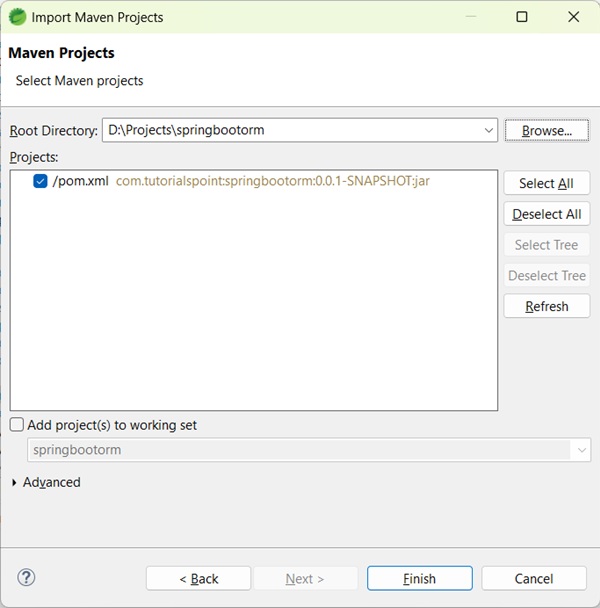 Import Maven Project Browse 