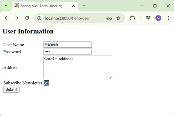 Spring Checkbox Form