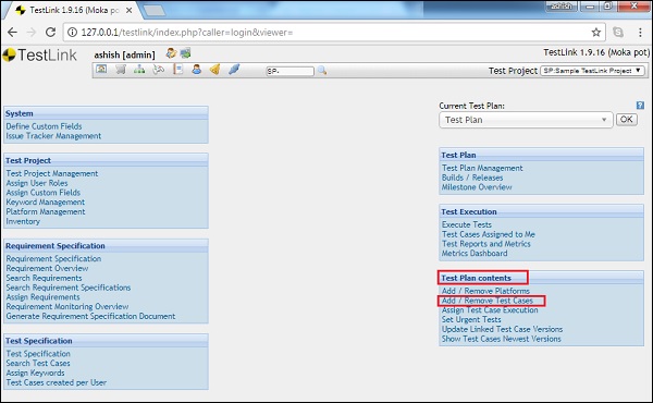 Step1 Remove Test Case from Plan