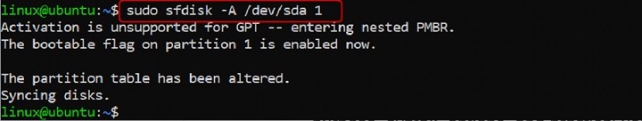 Activating a Partition Using sfdisk