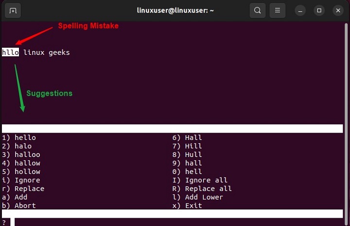aspell Command Linux 1
