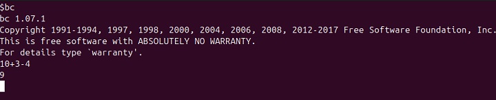 Basic Arithmetic bc Command 1