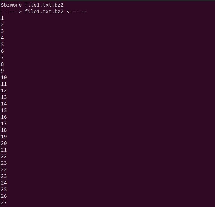 bzmore Command in Linux10