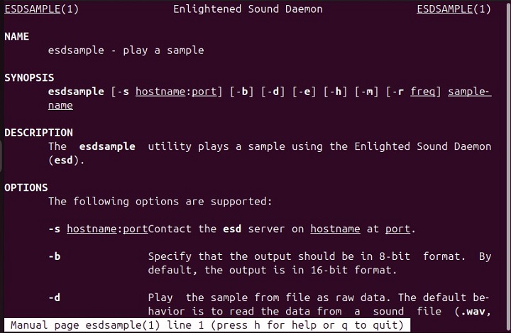 Confirm the esdsample Installation