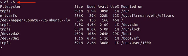 Displaying Disk Usage df command 2