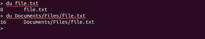 Displaying Disk Usage of File