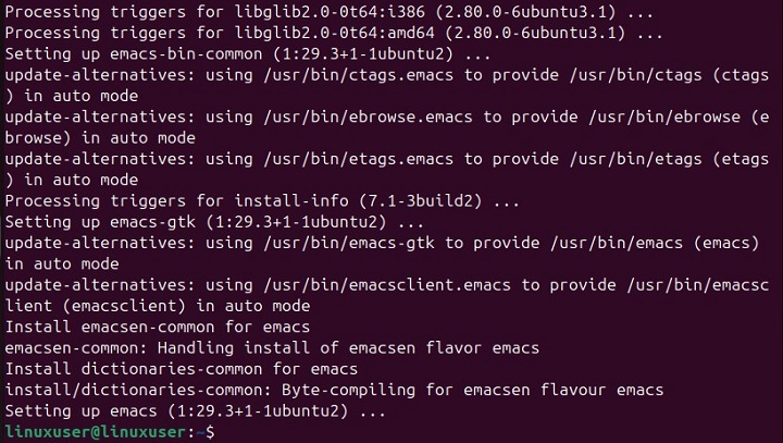 Emacs will be installed