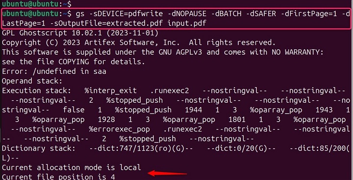Extracting Pages from PDF Using ghostscript