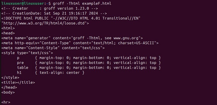 Formatting HTML File With groff Command