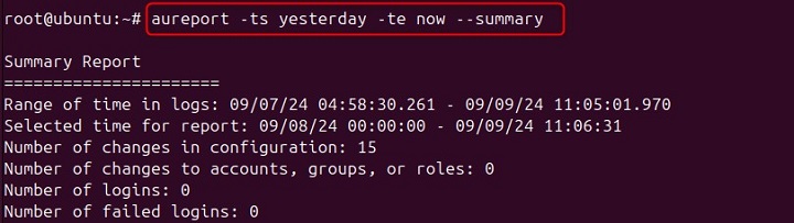 Generate Summary Report for Specific Time Period
