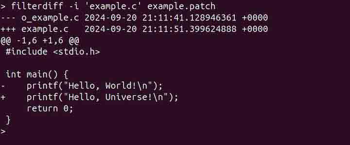 Including Specific File Patche Using filterdiff