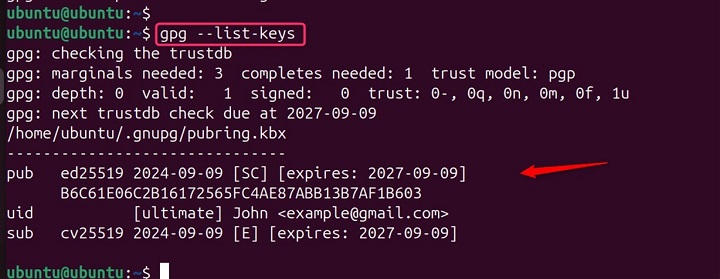 Listing Keys Using gpg.ru