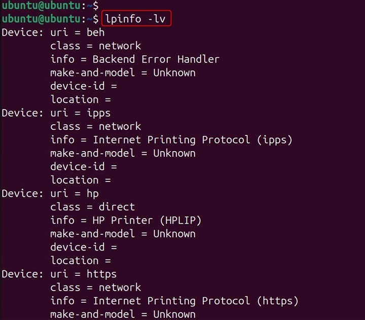 lpinfo Command in Linux6