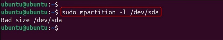 mpartition Command in Linux2