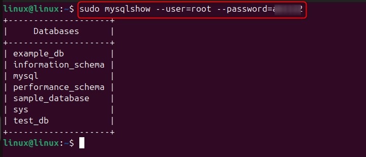 mysqlshow Command in Linux1