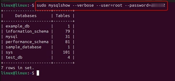 mysqlshow Command in Linux4