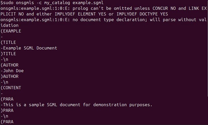 onsgmls Command in Linux1