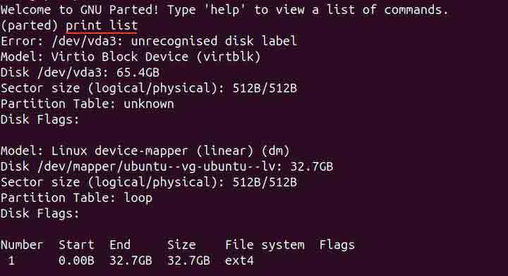 Parted Command in Linux2