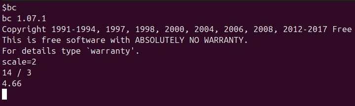 Precision and Scale bc Command