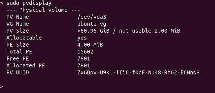 pvdisplay Command in Linux1