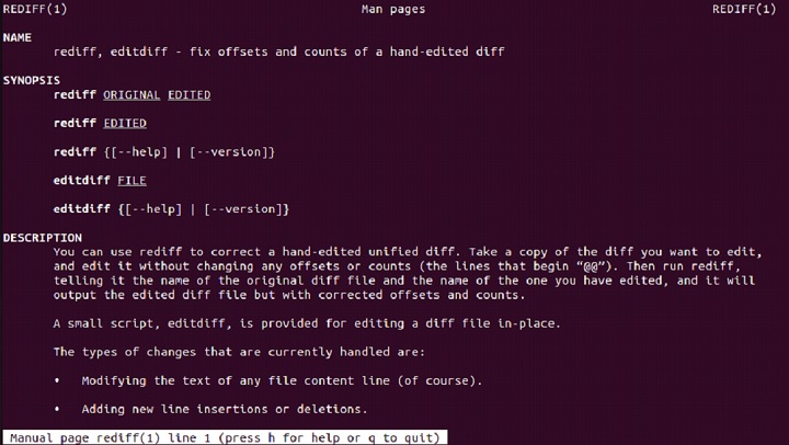rediff Command in Linux1