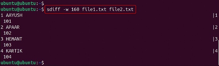sdiff Command in Linux2