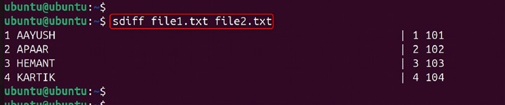 sdiff Command in Linux9