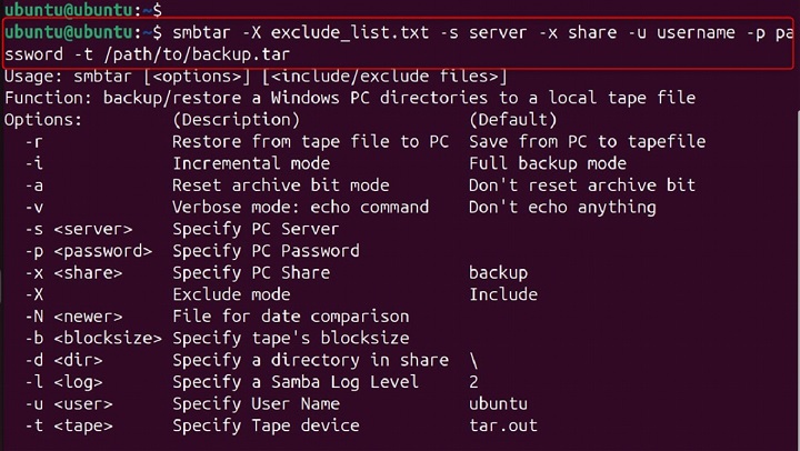 smbtar Command in Linux4