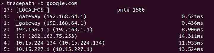 tracepath Command in Linux5