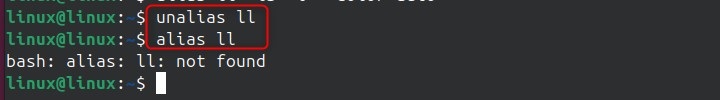 unalias Command in Linux4