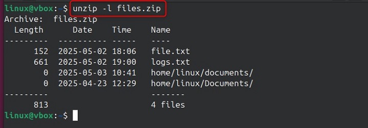 unzip Command in Linux5