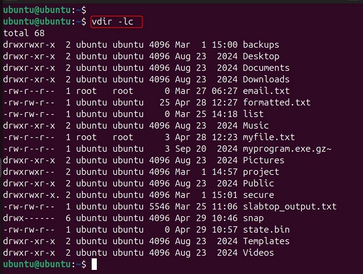 vdir Command in Linux13