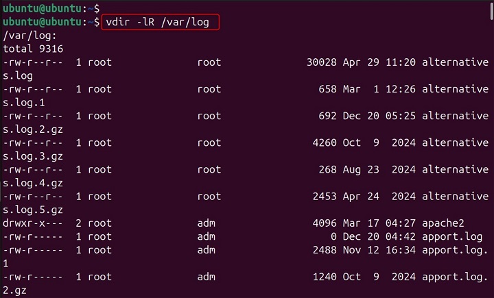 vdir Command in Linux19
