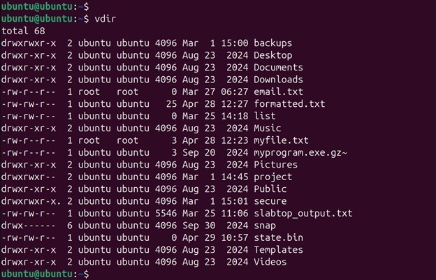 vdir Command in Linux6