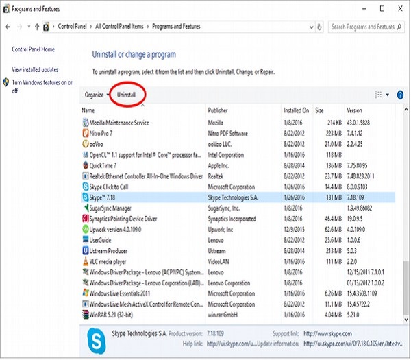 Uninstall an Application