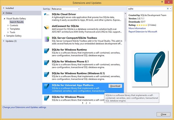 UWP SQLite Extensions and Updates