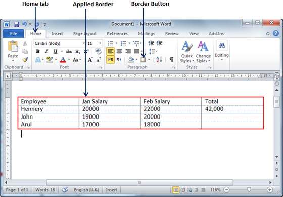 Stylish Table Border